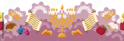 Horizontal border hanukkah design