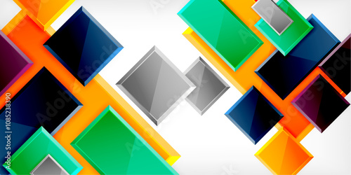 Free Download Glass toy style square shapes abstract design. Vector Illustration For Wallpaper, Banner, Background, Card, Book Illustration, landing page - GFXLoad