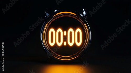 Illuminated Digital Timer Counting Down to Midnight on Dark Background