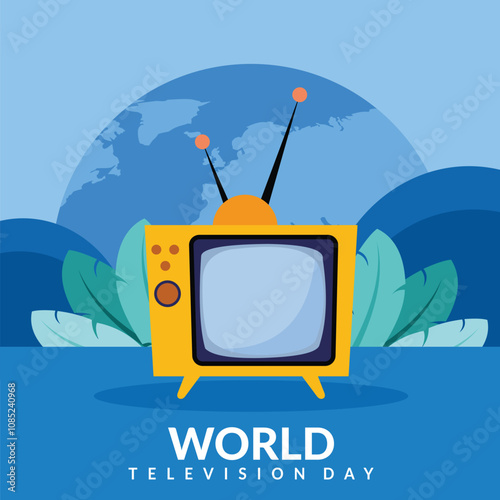 World television day, tv day poster, banner, background, post illustration design
