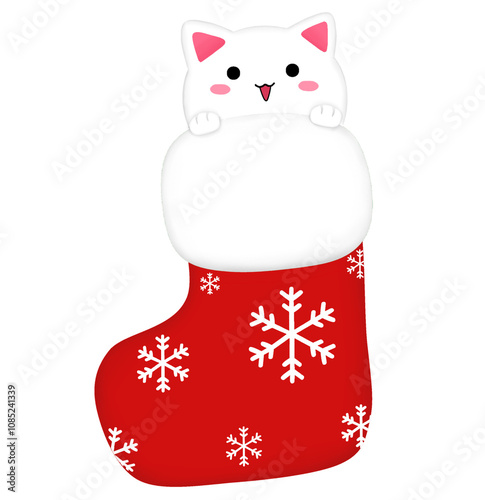 Cat on Christmas sock