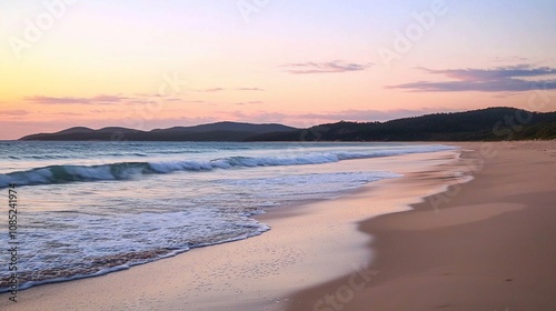 Wallpaper Mural Serene Sunset at a Tranquil Beach with Gentle Waves Torontodigital.ca