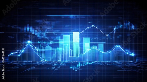 Futuristic Data Visualization with Charts and Graphs Representing Financial Analysis and Market Trends in a Digital Environment