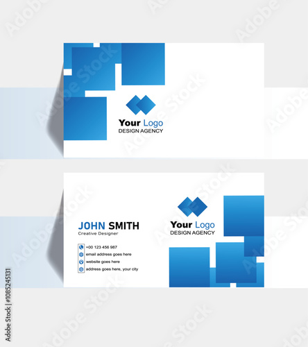 Double-sided creative business card template. Modern presentation card with company logo. Vector business card template. Visiting card for business and personal use. Vector illustration design.