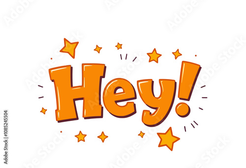 Cartoon Hey! Exclamation with Stars