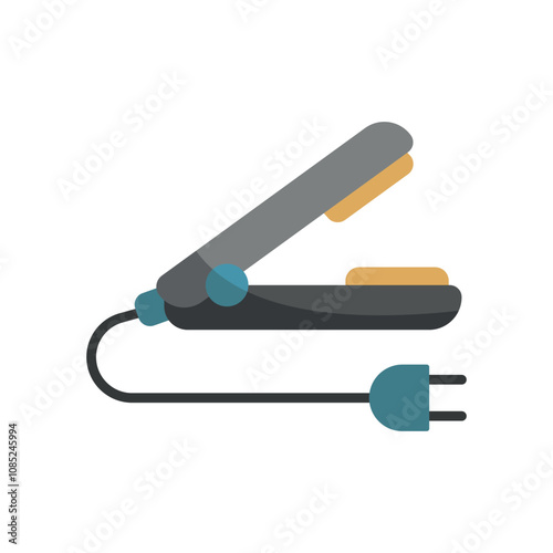 Hair straightener tool icon vector for beauty hair saloon in simple and modern concept design