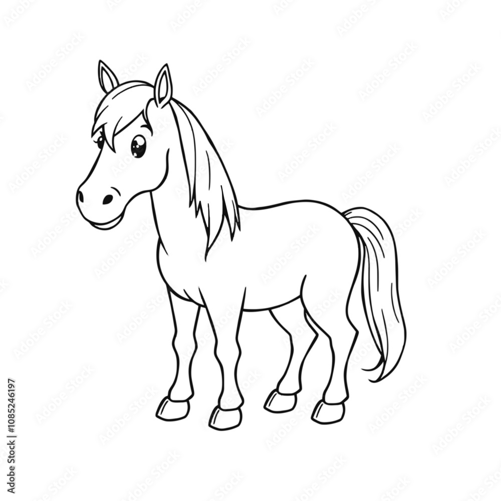 Fototapeta premium Adorable Cartoon Horse Drawing