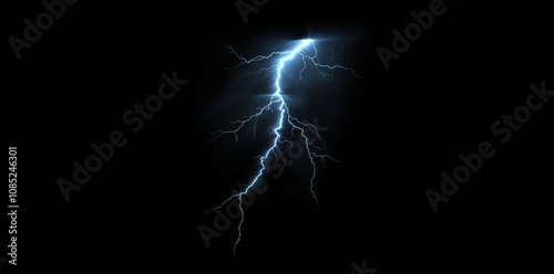 Lightning Strikes, electric storm, lightning, blue on black