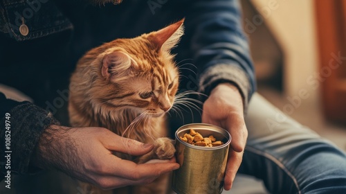 Man Feeding His Cat