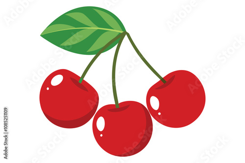 red cherry on a white background