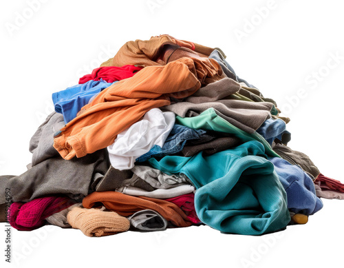 pile of dirty laundry isolated on white background, cutout