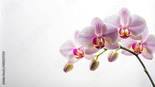 Delicate orchid flower on a white background, elegance, detail