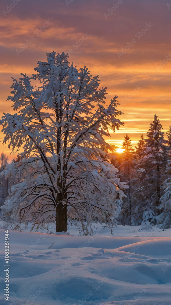 Obraz premium sunset in winter