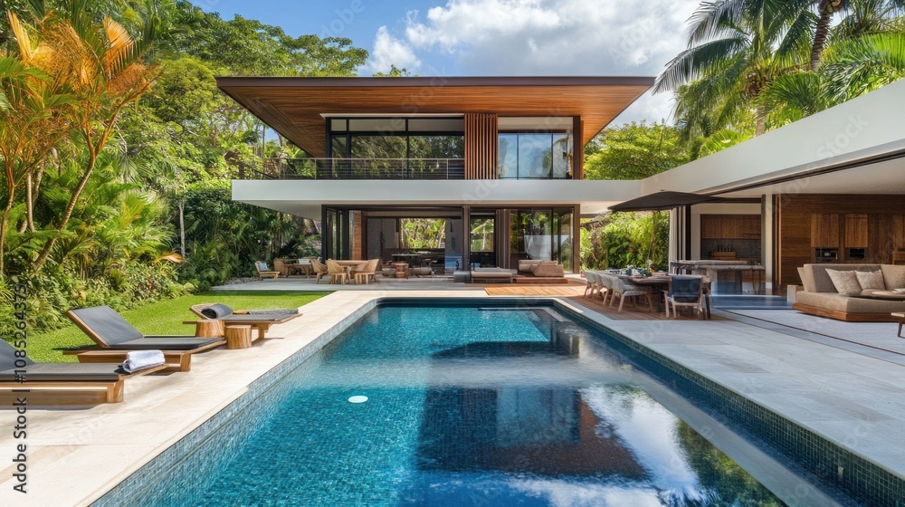 Fototapeta premium Modern Tropical House with Pool