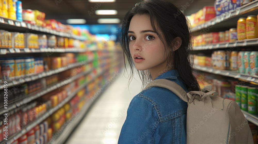 The Young Woman in Supermarket The Young Woman in Supermarket
