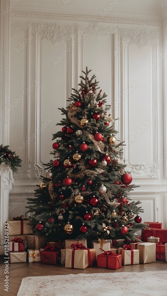 Decorated Christmas Tree With Presents Underneath Decorated Christmas Tree With Presents Underneath