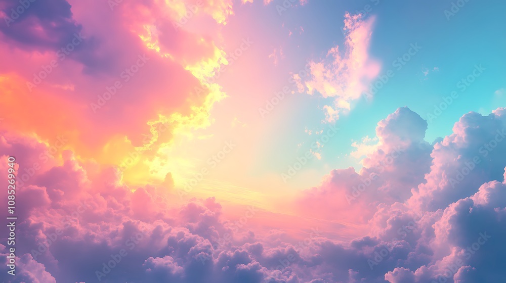 Fototapeta premium A beautiful sky with pastel colors featuring soft sunset sky background