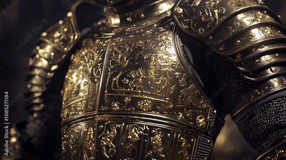 Epic Warrior's Armor - A Dark Fantasy 3D Render Depicting Bravery and Sacrifice through Intricate Symbolism Epic Warrior's Armor - A Dark Fantasy 3D Render Depicting Bravery and Sacrifice through Intricate Symbolism