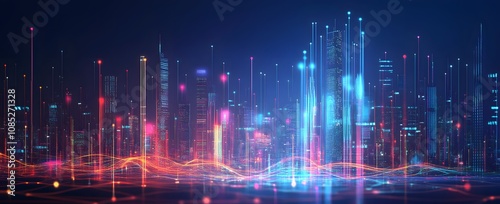 Wallpaper Mural Futuristic Cityscape Illuminated By Vibrant Neon Lights Torontodigital.ca