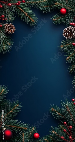 Christmas-themed background with a dark blue color palette