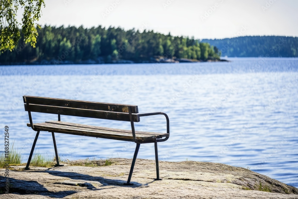 Scandinavian empty bench Scandinavian empty bench
