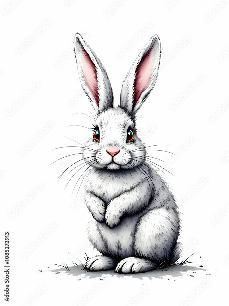 Obraz premium Fluffy easter bunny isolated on white