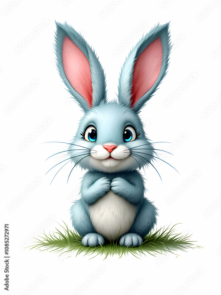 Fluffy easter bunny isolated on white