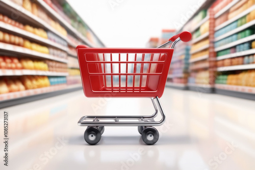Map 3d and supermarket trolley with shopping background icon location 3d map shopping