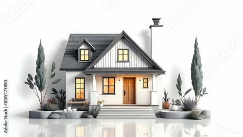 Modern small house model isolated on white