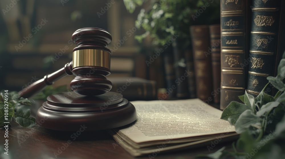 A gavel rests on a table next to legal books, symbolizing law and justice. A gavel rests on a table next to legal books, symbolizing law and justice.