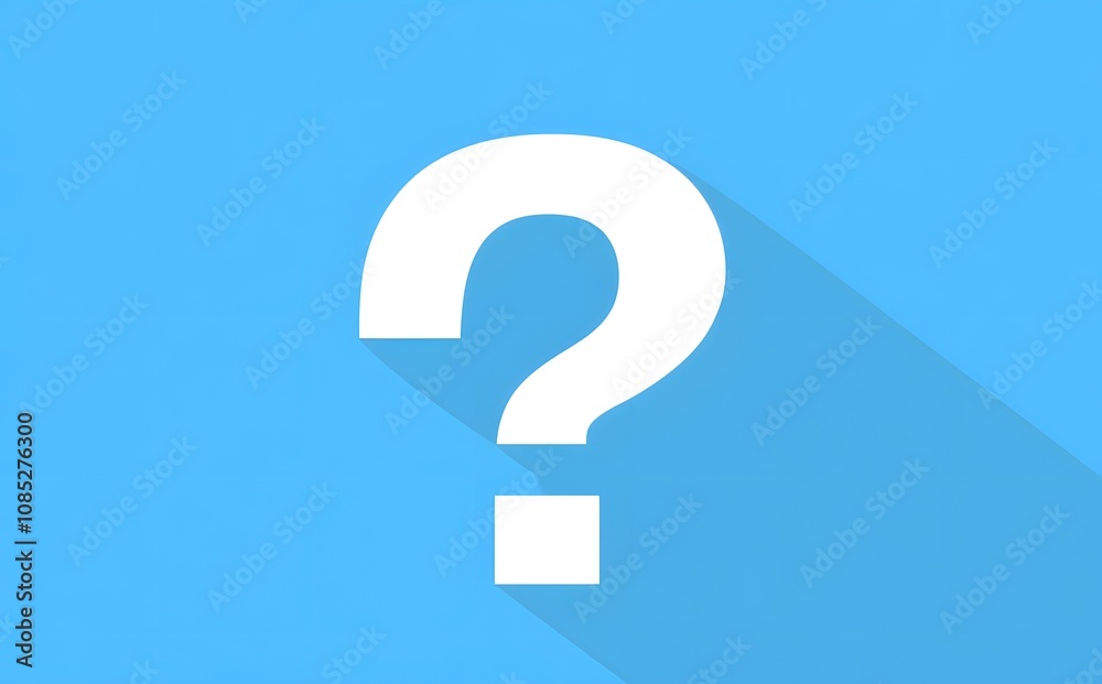 White Question Mark on Blue Background With Shadow White Question Mark on Blue Background With Shadow