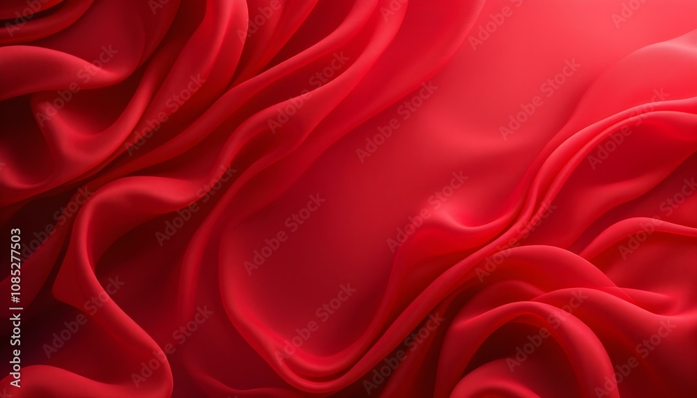 Obraz premium Abstract background featuring semi-transparent red silk fabric with flowing drapery and soft, elegant texture. Red unusual background with subtle rays of light
