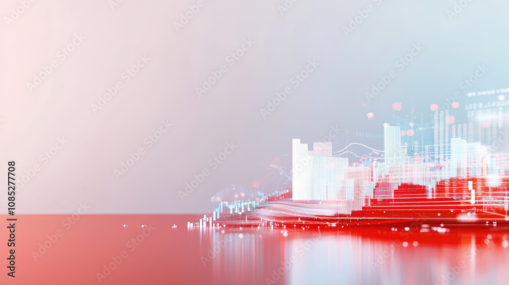 Fototapeta premium Data Visualization on Red Tech Background