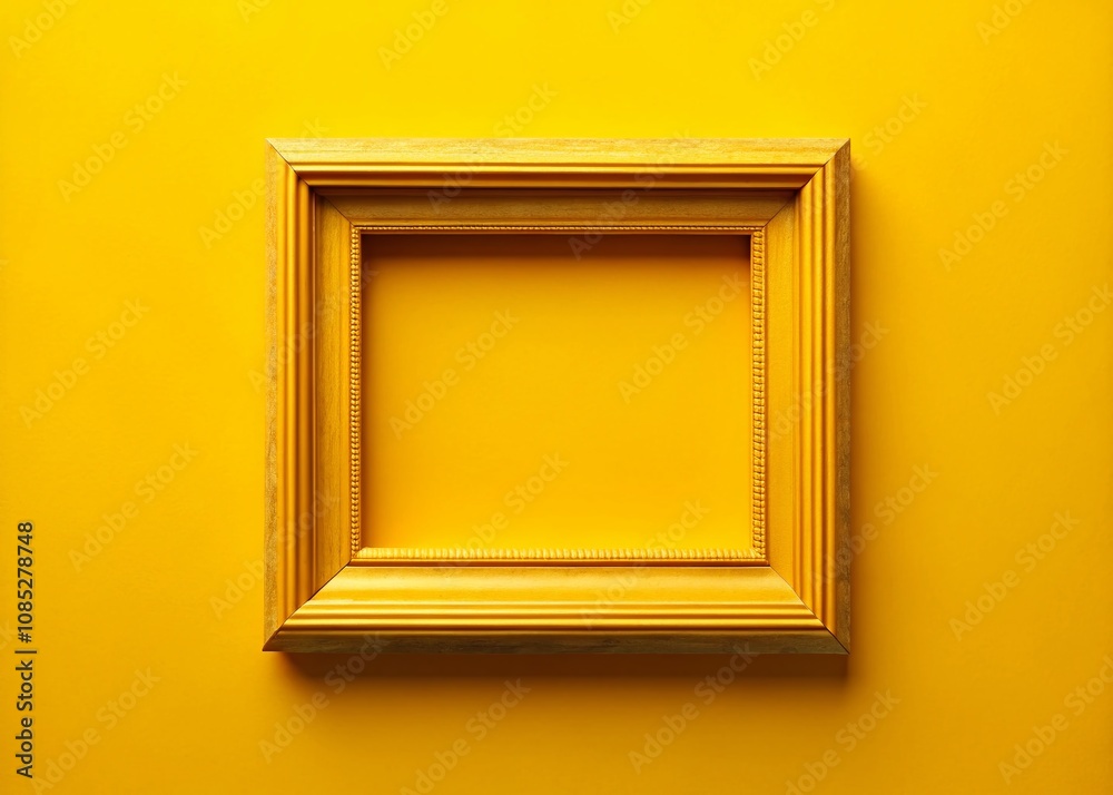 Fototapeta premium Empty Square Frame on Yellow Background - Panoramic Photography