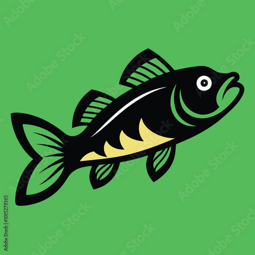 Solid color Kelp Greenling animal vector design