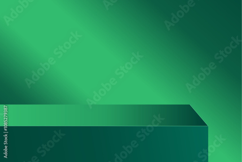 The corner of the green table with light shining down, Blank green product studio background, stage, podium for presentation vector illustration design for display cosmetic or beauty product.