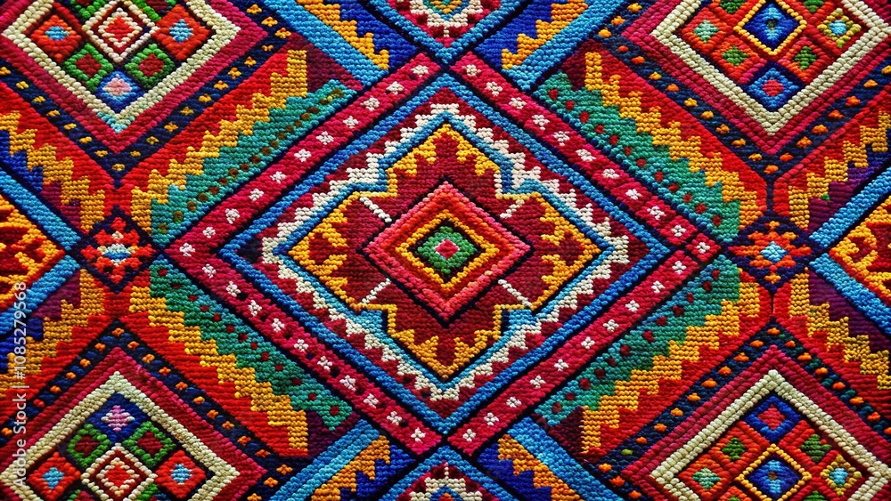 Geometric Ethnic Patterns - Macro Photography of Pixel Art Geometric Ethnic Patterns - Macro Photography of Pixel Art