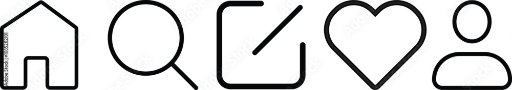 Call, video, profile, and notification bell icon on circle line. Social media elements Call, video, profile, and notification bell icon on circle line. Social media elements