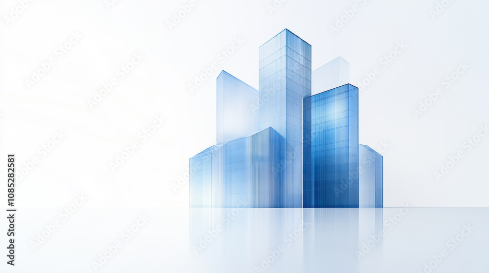 Transparent Modern Blue Architectural Complex Transparent Modern Blue Architectural Complex