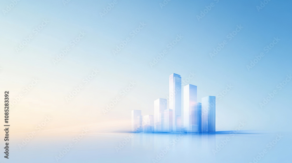 Fototapeta premium Transparent Silhouette of a Futuristic City at Dawn