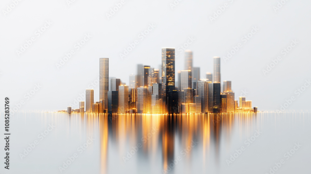 Naklejka premium City Skyline Illuminated at Night