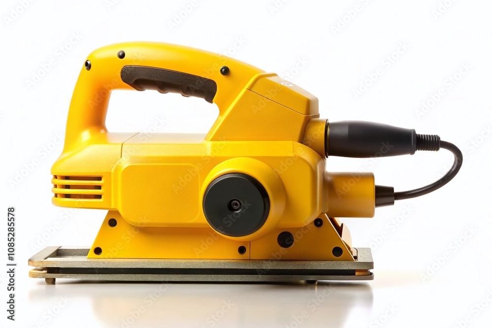 Sharp yellow silhouette of a belt sander, isolated against a pure white background. Sharp yellow silhouette of a belt sander, isolated against a pure white background.
