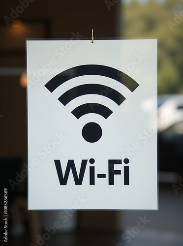 sign with a Wi-Fi symbol and the text 