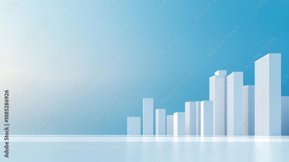 Fototapeta premium Minimalist Architecture Cluster Under Gradient Sky