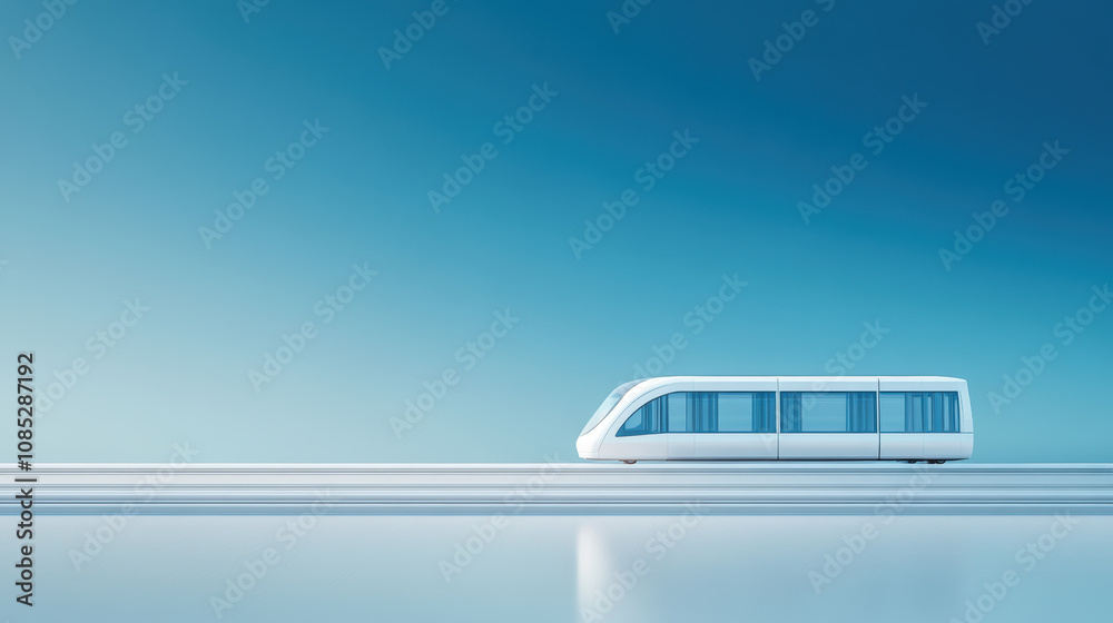 Modern High-Speed Train on Blue Background Modern High-Speed Train on Blue Background