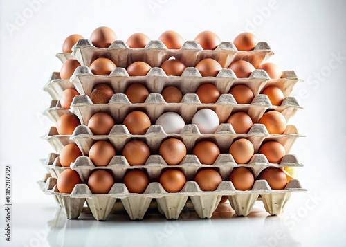 Surreal Egg Cartons Stack, Close-Up, Abstract Photography photo