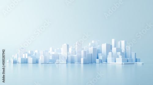 Snowy Scene with Minimalist White City Model