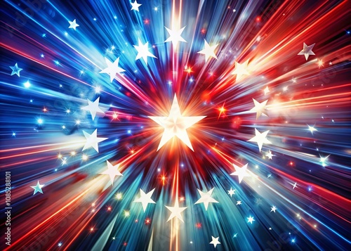 Surreal Star Burst: Red White Blue Explosion Art