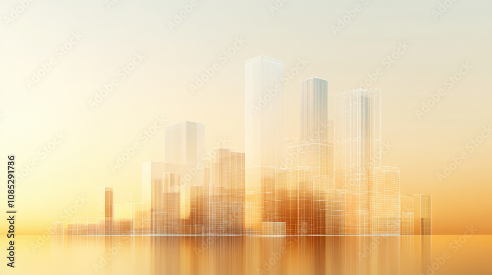 Fototapeta premium Industrial City Model on Yellow Background