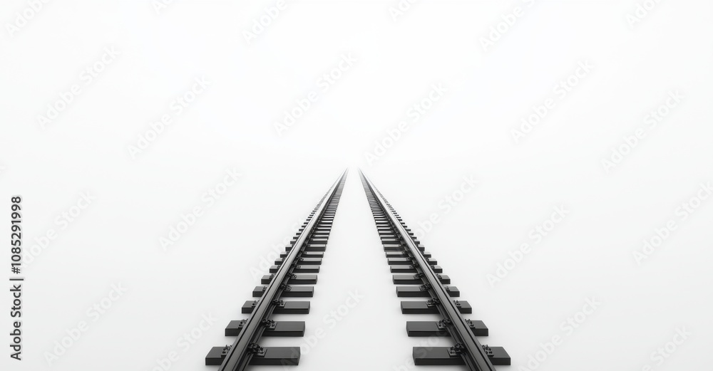 railway tracks leading to the horizon, isolated on a clear white background railway tracks leading to the horizon, isolated on a clear white background